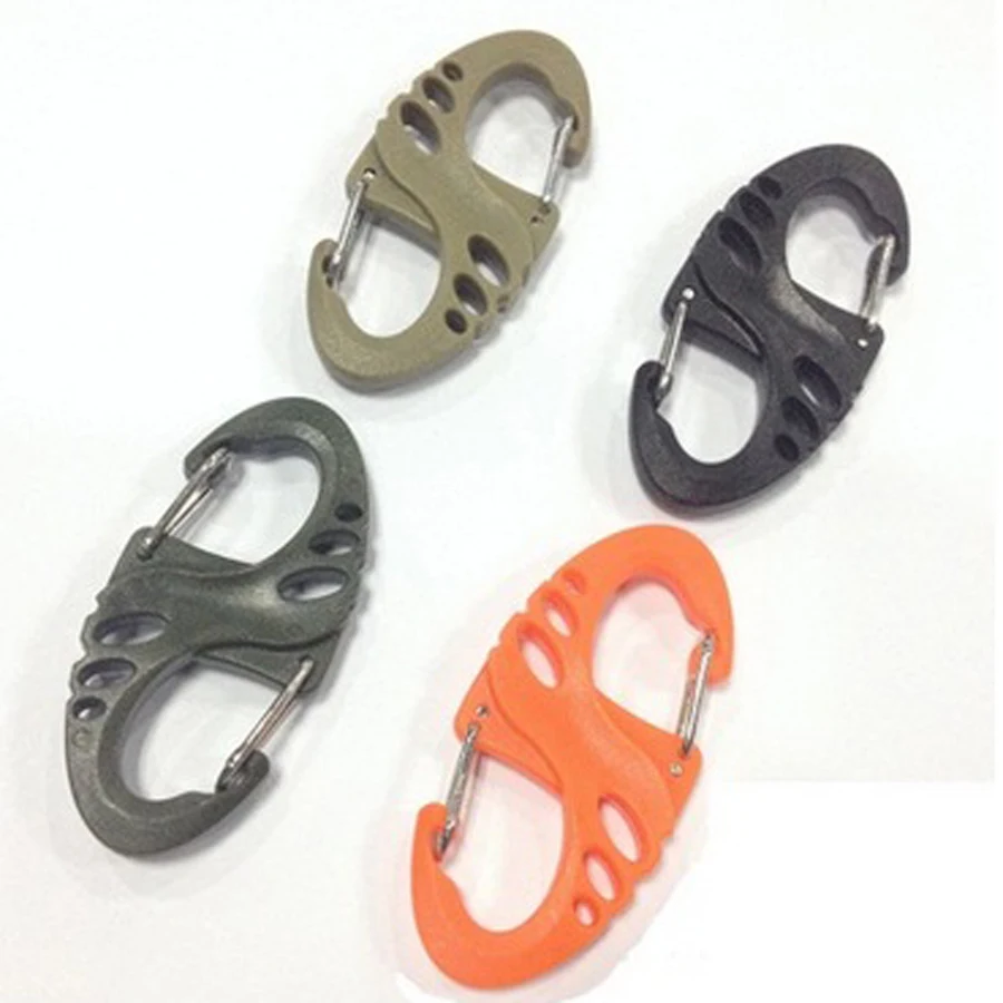 

EDC outdoor camping Plastic Steel Climbing S-biner carabiner for paracord bracelet Anti-theft deduction Backpack buckle J073