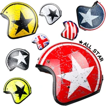 LDMET moto rcycle casco jet abierto máscara capitán estrella cascos párr moto vintage piloto Cafe Racer timón de verano