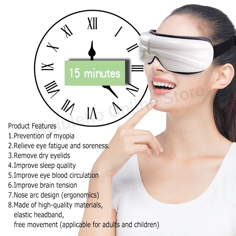 Buy Eye Massager Electric Vibration Eye Massage Music Compressive Air Eye Pressure Heating Massage Glasses Eyes Care Reduce Myopia