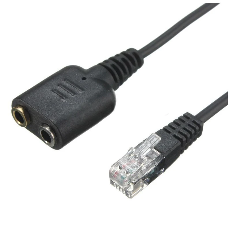 Headset Cable 2 X 3.5mm to RJ9 Jack Adapter Convertor PC Headset