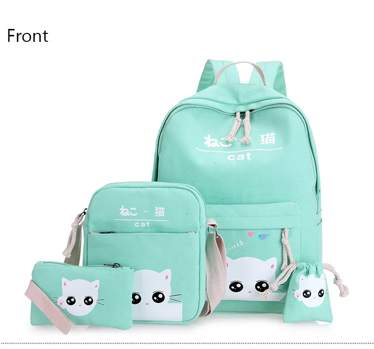 4 шт., Холщовый школьный рюкзак для подростков, Одноцветный школьный рюкзак для мальчиков-подростков, Студенческая сумка для книг, сумка для девочек, женская школьная сумка, новинка