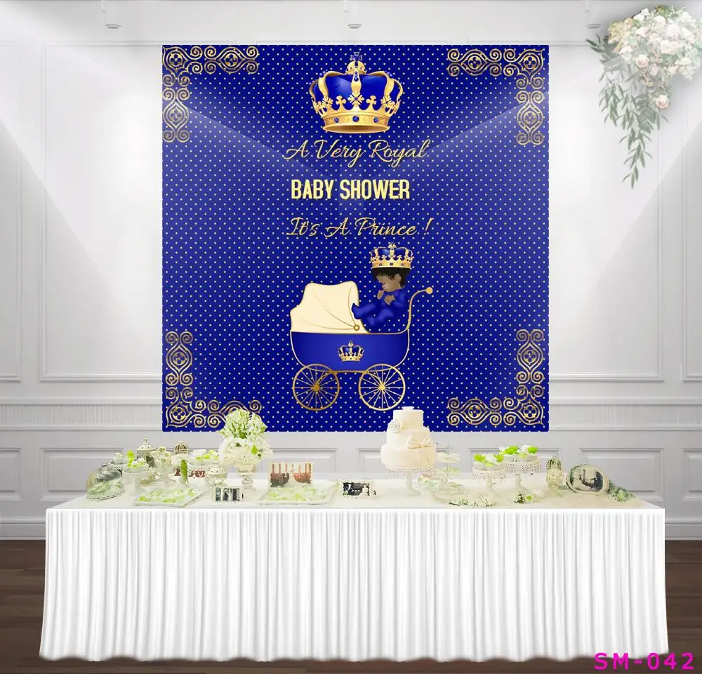 

royal baby shower backdrops royal blue prince boy babyshower golden glitter dots curtain backdrops dessert table backgrounds