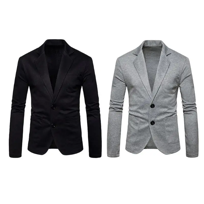 Топ джентльменский пиджак пальто Для мужчин обтягивающий официальный пиджак в деловом стиле пальто Твердые две кнопки мужской пиджак