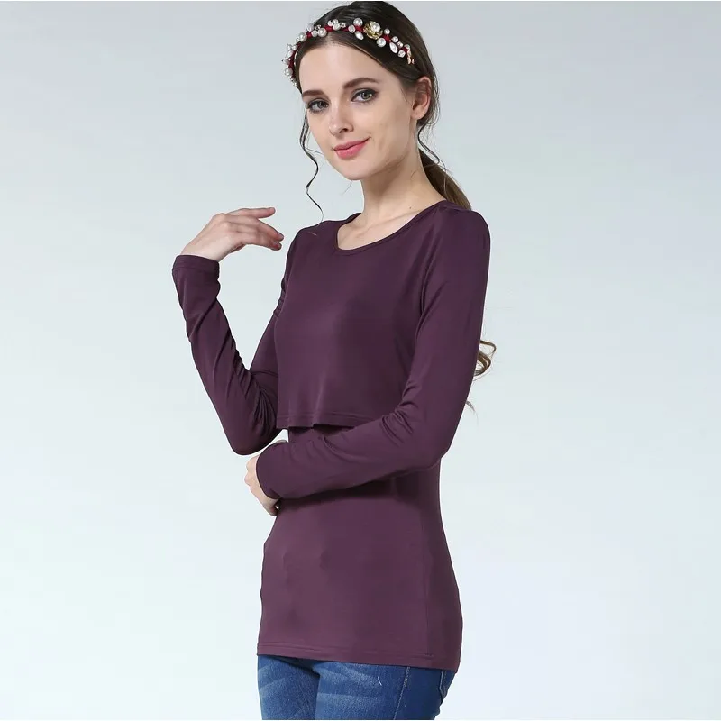 Materno para Mulheres Alto de Maternidade Emoção Mães Gravidez Maternidade Roupas Outono Manga Longa Tops Aleitamento Grávidas Enfermagem T-shirt 16 tops for pregnant women