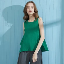 Распродажа Miyake однотонные Модные свободные футболки без рукавов