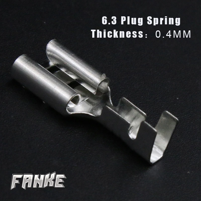 

100pcs/lot Tin-Plated 6.3 Plug Spring (Thickness:0.4MM) Non-insulated Cold Wire Terminals Enable Plug-pull Car Speaker Terminals