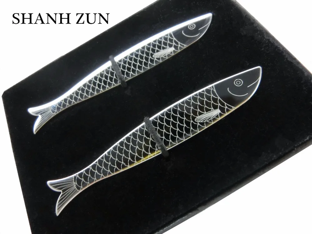 

SHANH ZUN Stainless Steel Metal Collar Stays Tabs Fish Design Present For Men Son Boy Shirt Bone Stiffeners Points 2.5"