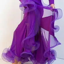 Женская танцевальная юбка для бальных танцев для девочек, Длинные качели, современный стандарт, платье для соревнований по вальсу, танцевальное платье для танца живота, юбки для латинских танцев и Танго синего цвета