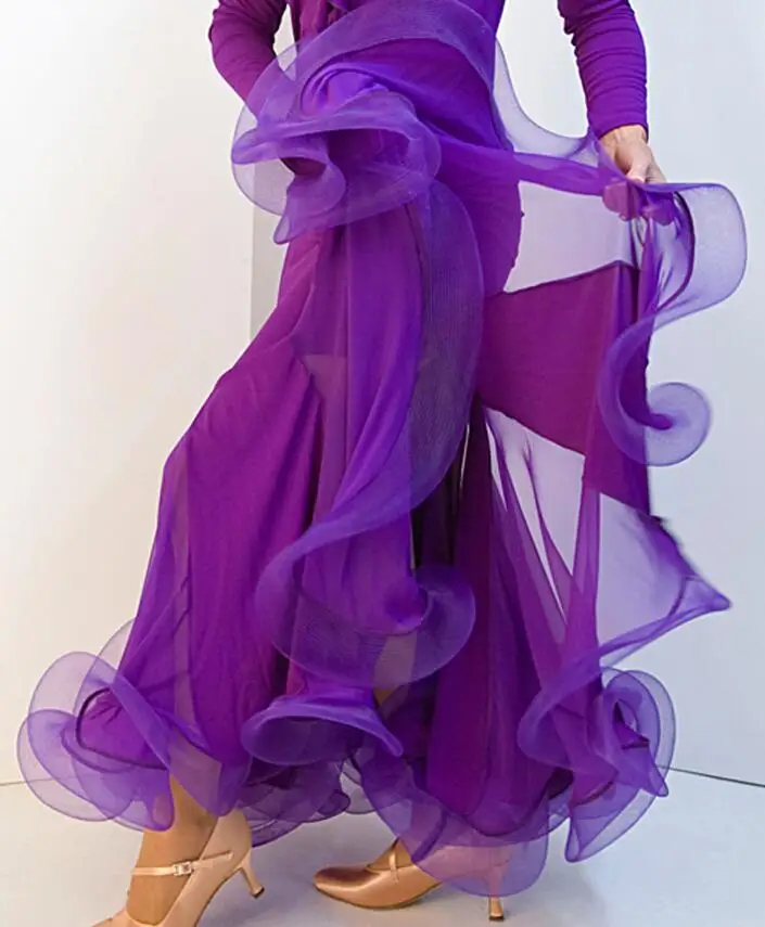 

Women Girls Ballroom Dance Skirt Long Swing Modern Standard Waltz Competition Dance Dress Belly Dance Latin Tango Skirts blue