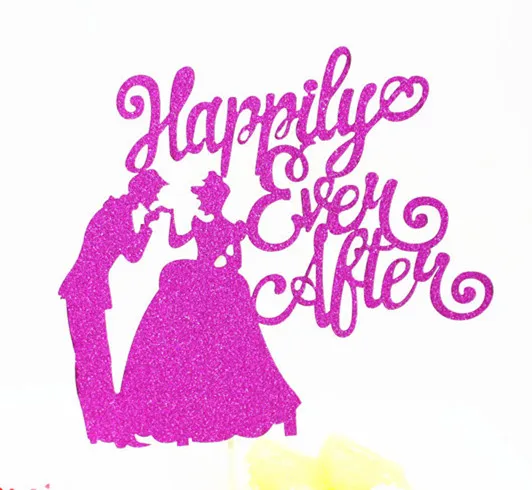 1pc Happy Ever After Wedding Cake Flag Topper Multi Colors Bride Cake Flags For Wedding Anniversary Party Cake Baking Decor