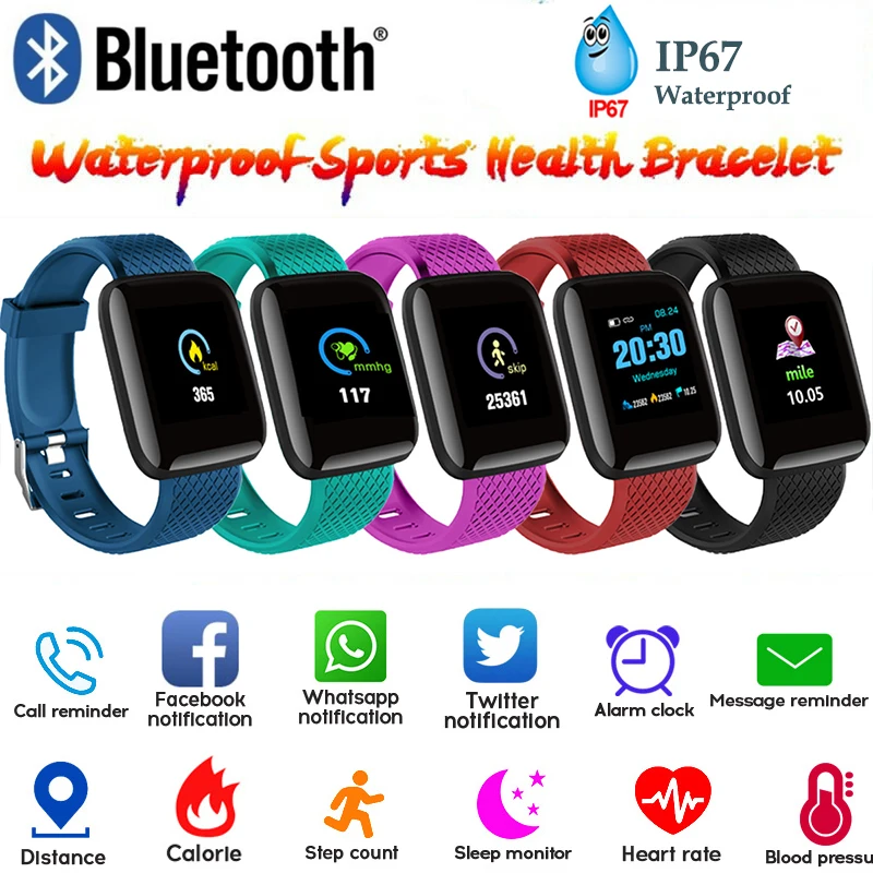 

Smart Bracelet Blood Pressure Measurement Waterproof Fitness Tracker Watch Heart Rate Monitor 116 plus Smart Band pk Mi band 3