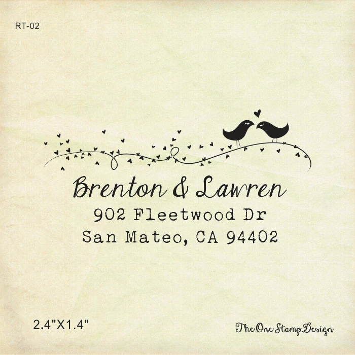 Wedding Return Address Stamp Love Bird Custom Family Wedding Return Address Stamp Love Bird