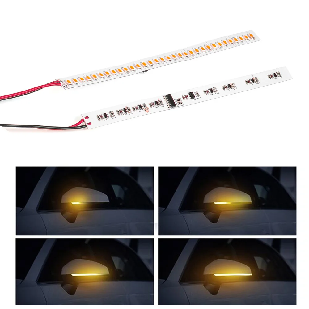 

1 Pair Dynamic Car Rearview Mirror Indicator Lamp Streamer Strip Flowing Turn Signal Lamp Amber LED Car Light Source 32 SMD