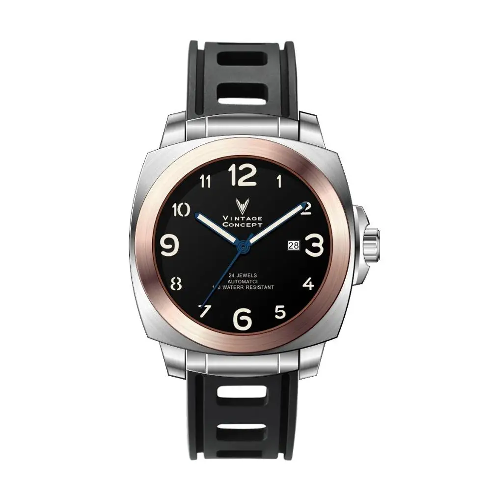 Модные мужские автоматические часы San Martin с сапфировым стеклом 100 м, водонепроницаемые мужские механические наручные часы Montre - Цвет: silver 2