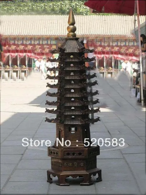 

40"China Folk Sino red Bronze 9 Tier dragon Vajracchedika-sutra pagoda tower
