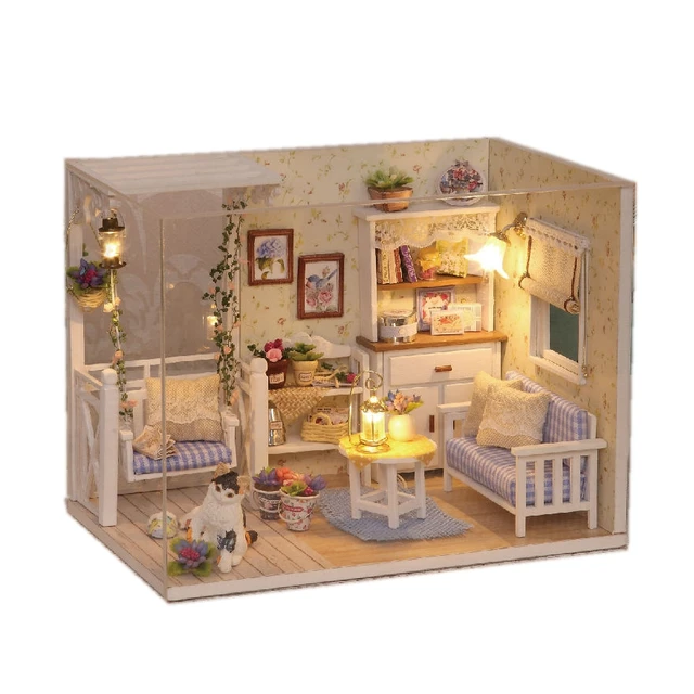 Perabot Rumah Boneka Diy Dollhouse Miniatur Miniaturas Debu Penutup Perabot Rumah Boneka Diy Dollhouse Miniatur Miniaturas Debu Penutup Kayu Mainan Anak Kucing Hadiah Ulang