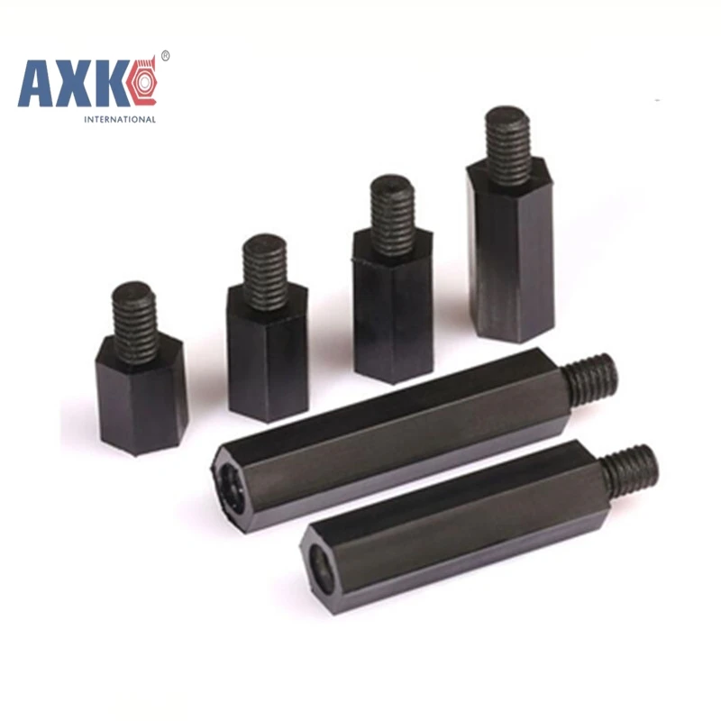 

50Pcs M2/M2.5/M3/M4+6mm Thread Black Spacing Screw For PCB Motherboard Fixed Nylon Standoff Spacer Pillar AXK16