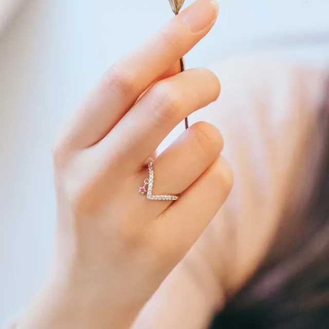 Simple Star V Style Open Rings For Women Bijoux Fashion Jewelry  Gold-color  Cute Gift