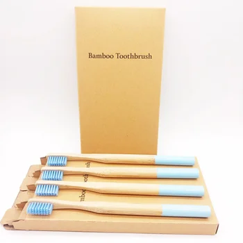 4 PCS Bamboo Toothbrush Natural Eco-friendly Material Small Head Round Bamboo Hard Bristles wooden tooth brush oral care 6
