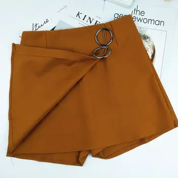 

Korean New Fashion Ring Above Knee Mini Skirts Summer Ladies A-line Skirts Women Black Slim Empire Shorts Skirts preppy