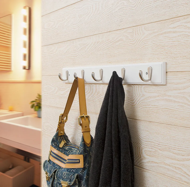 Four hook Bamboo Wooden Hook Rail/Coat Rackin Hooks & Rails from Home