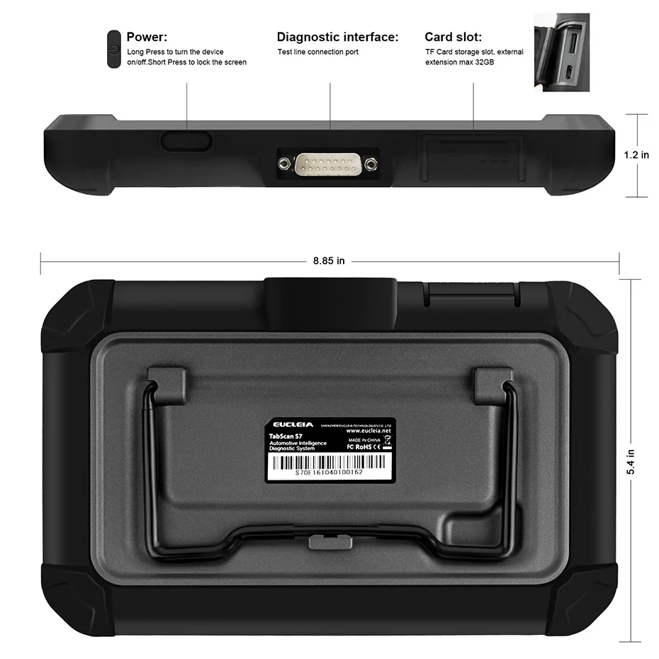 EUCLEIA S7C Профессиональный OBD2 Автомобильный сканер двигателя DPF ABS подушка