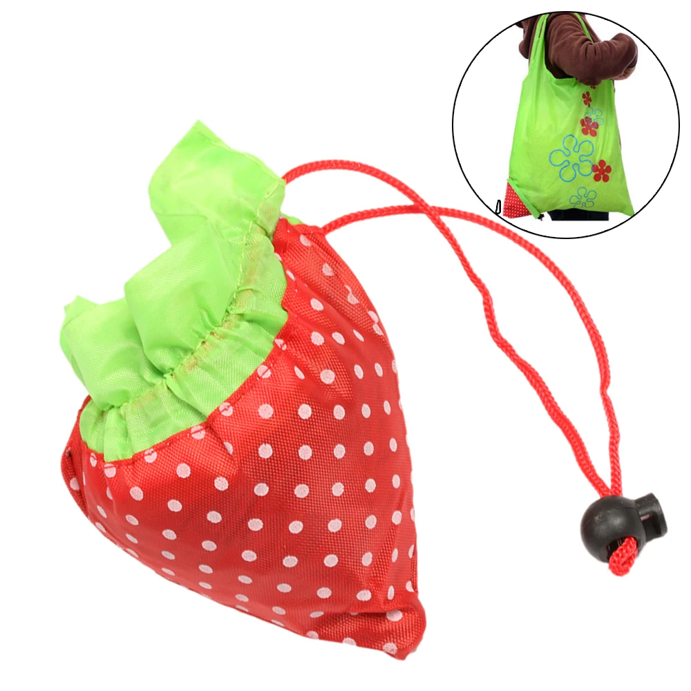 

1PC Strawberry Foldable Shopping Bags Eco Storage Handbag Reusable Folding Grocery Nylon Large Bag