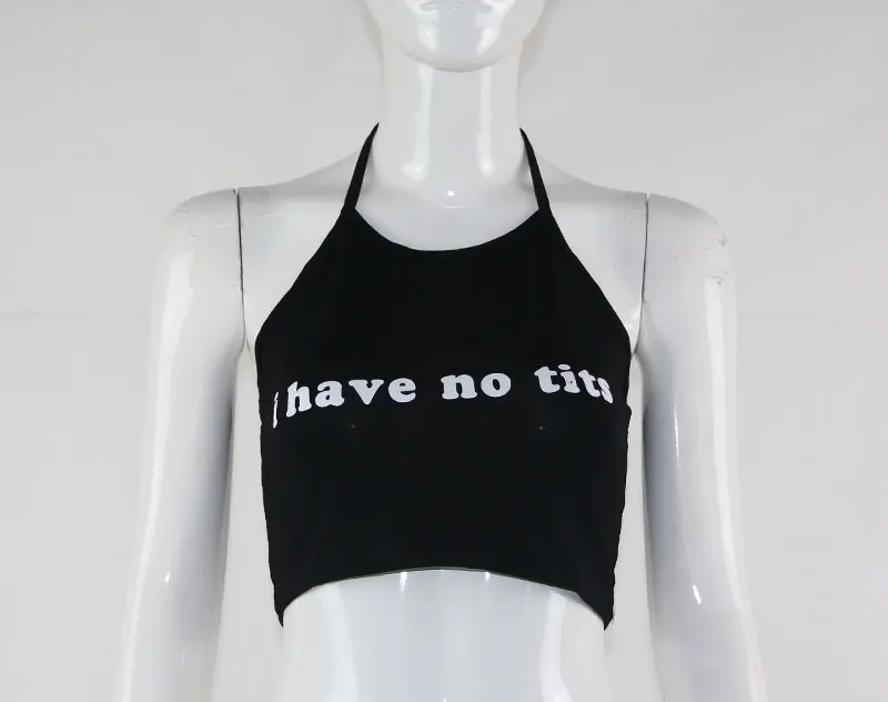 2021 Summer Sexy Women Camis Cropped Clothes Bra Crop Top Crop Feminino Funny Letter I Have No Tits Strapless Tops 100% Cotton cream camisole