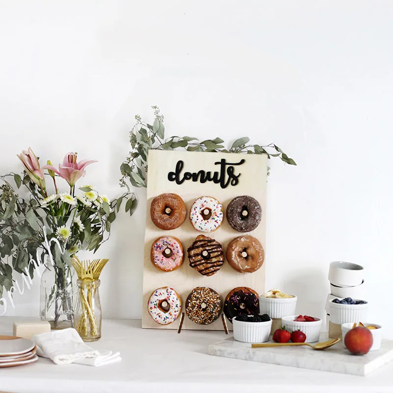 Деревянный пончик настенный держатель пончик подставка для досок украшения для свадебного стола детские подарки на день рождения