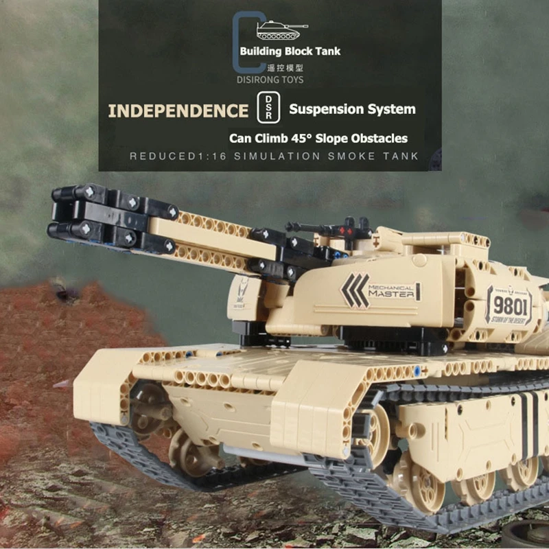 

Hot Compatible With Lego Friend 9801 Building Block Tank Tough Track Simulation Tank 2.4Ghz Toys For Children gifts birthday toy