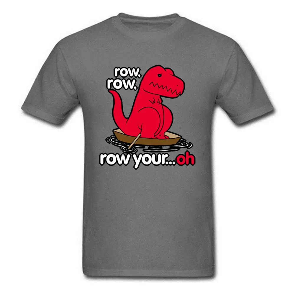 Printed On Tshirts cosie Short Sleeve Slim Fit Crewneck 100% Cotton Tops Tees Printed On Top T-shirts for Men Labor Day Row your boat T Rex 14114 carbon