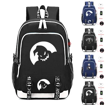 

Hot The Nightmare Before Christmas Multifunction Backpack Women Men USB Charge Laptop Backpack Jack Sally Printing Travel Bags