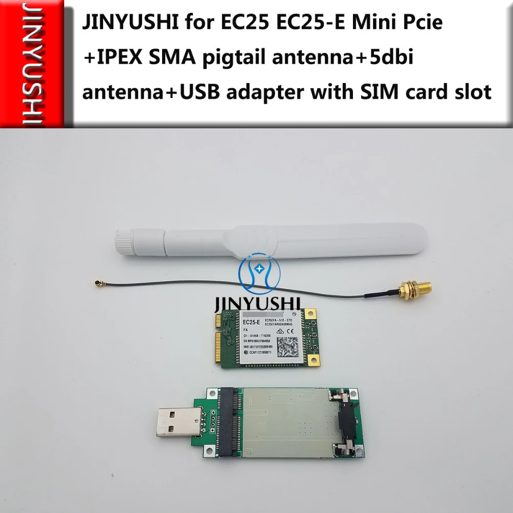 JINYUSHI для EC25 E Mini Pcie + IPEX SMA pigtail 5dbi антенна MINI PCIE к USB адаптеру с слотом SIM карты 4G