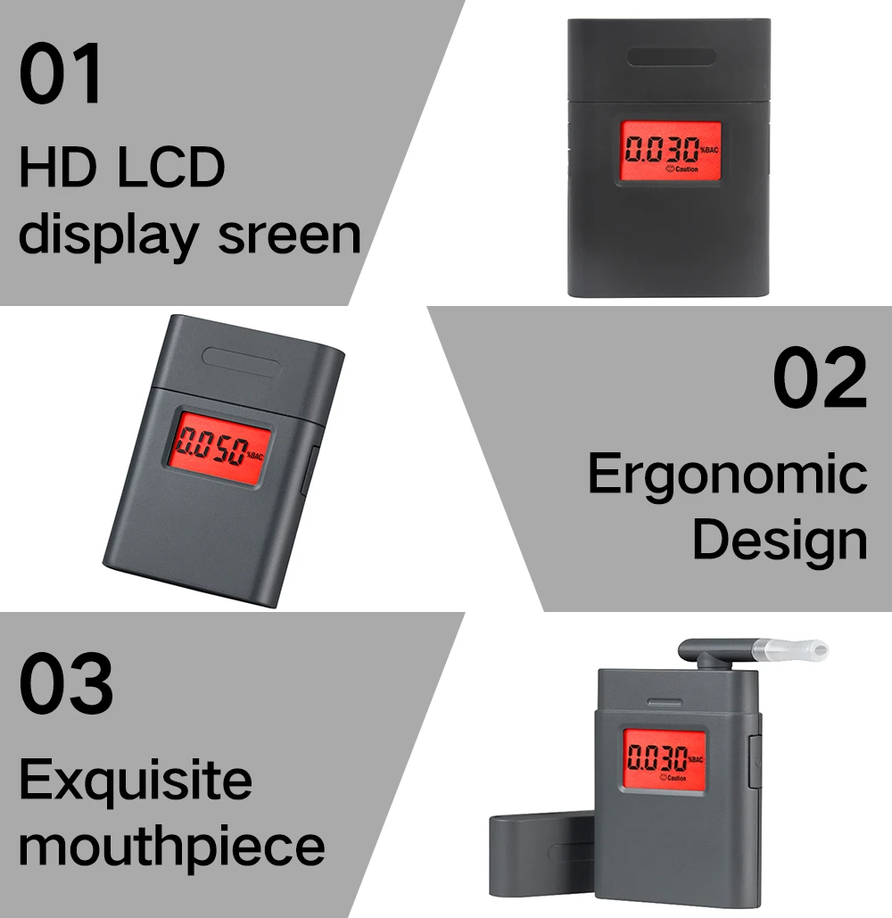 Алкотестер для дыхания, алкотестер, Мини Портативный ЖК-дисплей, мундштук, Алкотестер с поворотом на 360 градусов для вождения в нетрезвом состоянии