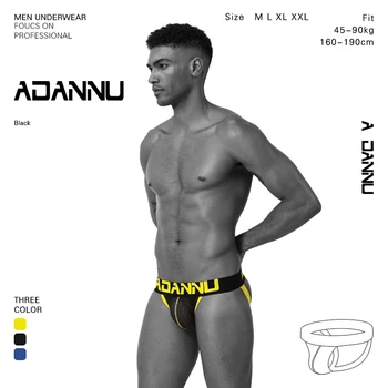 

ADANNU 3PC/LOT Cotton Sexy Underwear G-string Thongs Tanga Hombre Men's Jockstraps Gay underwear Brand Men Jockstraps