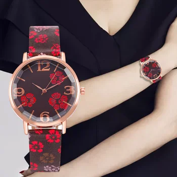 

WJ-8573 Four-left Clover Ladies watch Rose Gold Dress Watches Female Luckly Clover Leather Women Quartz Watch Reloj femenino
