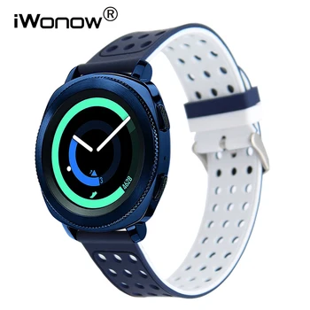 

Double Color Silicone Rubber Watchband 20mm for Samsung Gear Sport Galaxy Watch 42mm Active 2 40mm 44mm Quick Release Band Strap