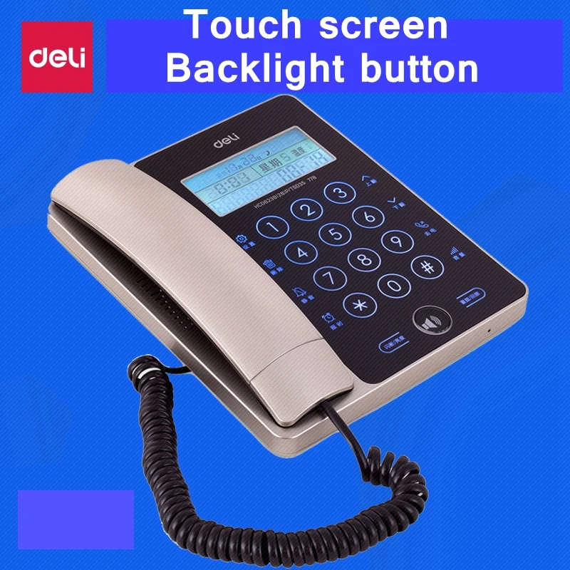 [ReadStar]Deli 778 Touch screen corded telephone home office backlight screen button caller ID temprature date time display