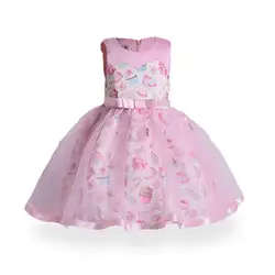 Дети девушки вышивка-пачка из органзы платье принцессы Детские платья для девочек Свадебная вечеринка Одежда для маленькой девочки Vestidos L94