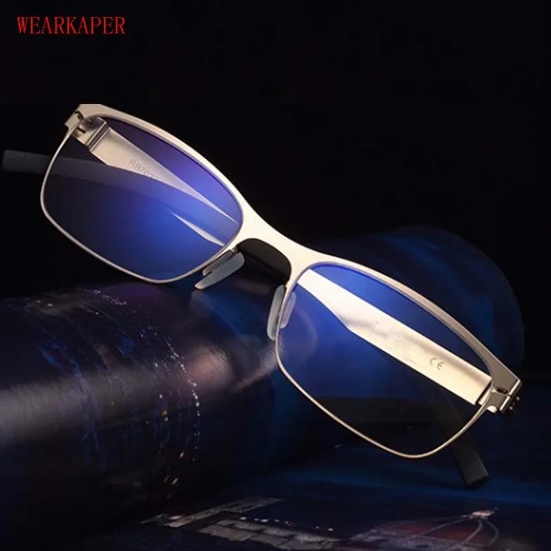WEARKAPER титановый сплав Безвинтовые анти синий луч света очки для чтения для мужчин и женщин Ультра светильник очки gafas de lectura 1,0-4,0
