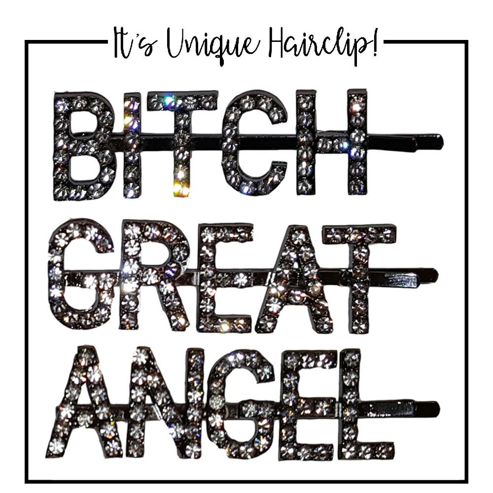 

Ladies Vintage One Word Hairpin Clear Crystal Hair Jewelry Custom Letters Hair Clip Wedding Banquet Side Bangs Barrettes