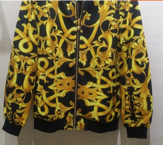 

2019 spring 19ss new fashion arrival golden luxury floral royal print baseball bomber jackets for men brand designer clothing