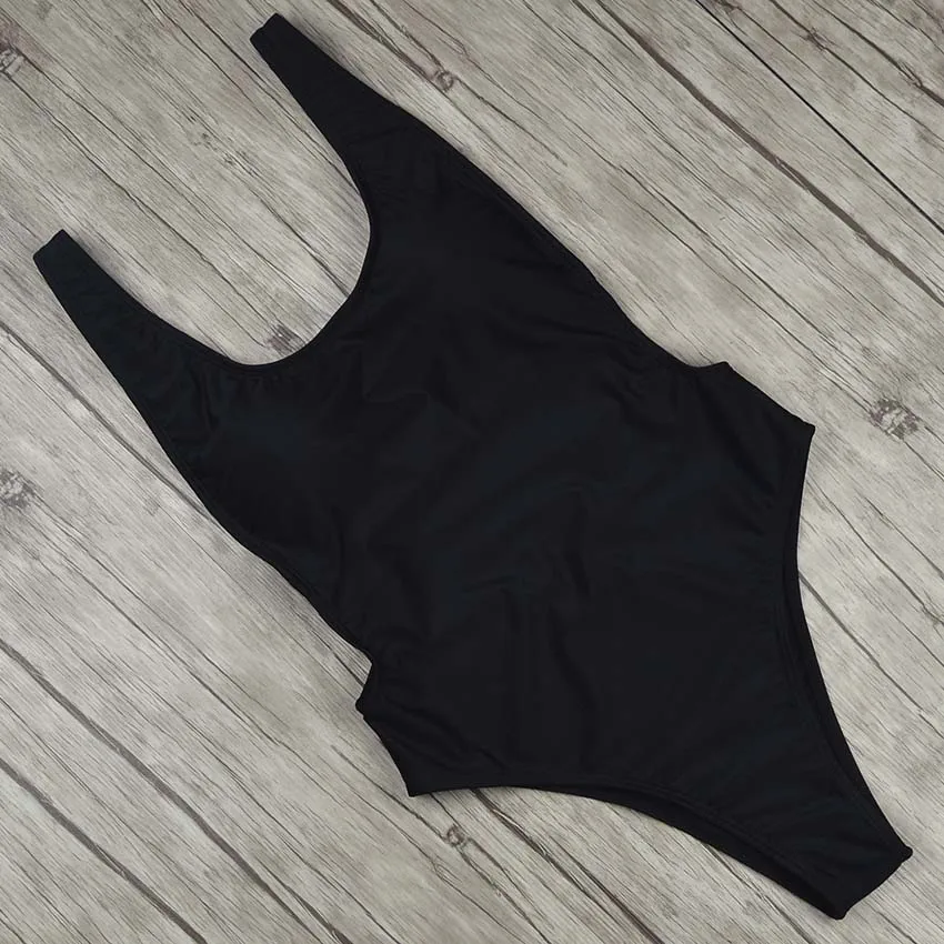 Sexy 2019 One Piece Swimsuit Female Solid Backless High Cut Bandage Black Women Swimwear Brazilian Monokini Bathing Suit 33