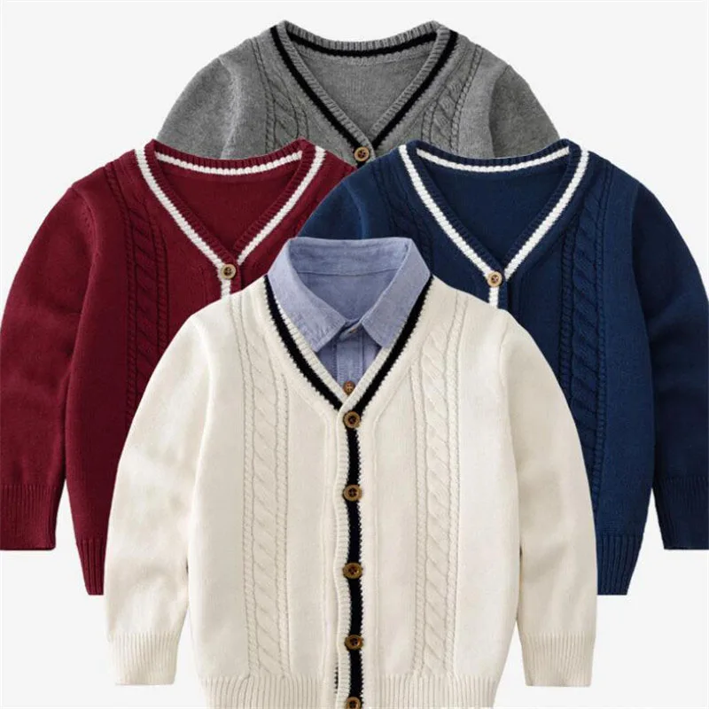 Alisenna/Детские свитера для мальчиков; кардиганы с длинными рукавами; Хлопковые вязаные куртки для мальчиков; зимние теплые детские вязаные пальто; От 3 до 7 лет