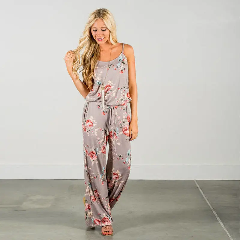 2018 New Fashion Body Feminino Overalls Long Print Casual