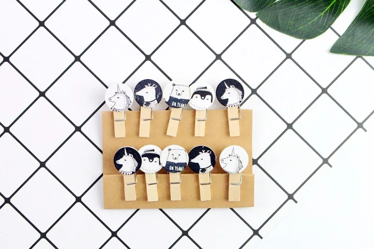 10 pcs/lot Creative Norse Mythology Wooden Clip Photo paper Clothespin Craft Clips Party Decoration Clip with Hemp Rope