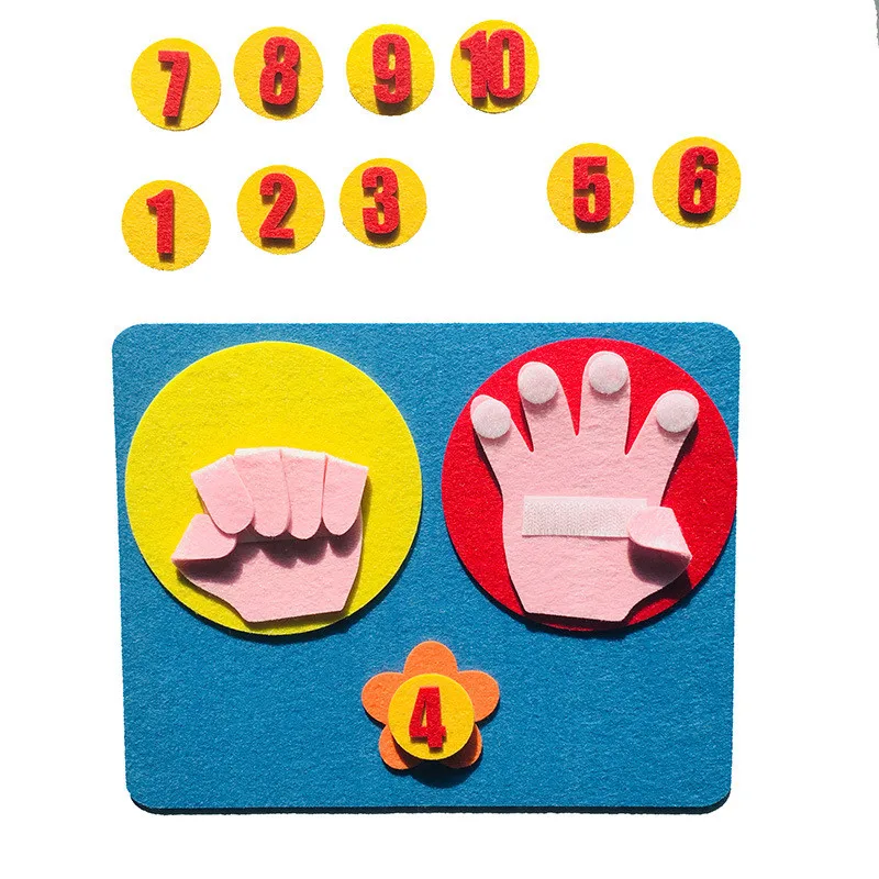1 набор, детские математические игрушки, подсчет пальцев, 1-10, обучающая игрушка Монтессори, обучающая игрушка из фетра с цифрами, сделай сам, ремесло
