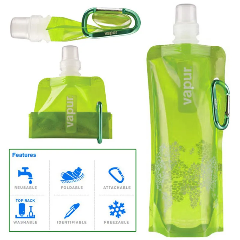 480 мл Подарочная силиконовая складная бутылка для воды 500 мл высококачественные силиконовые бутылки для воды для путешествий, спорта на открытом воздухе, Прямая поставка x - Цвет: green