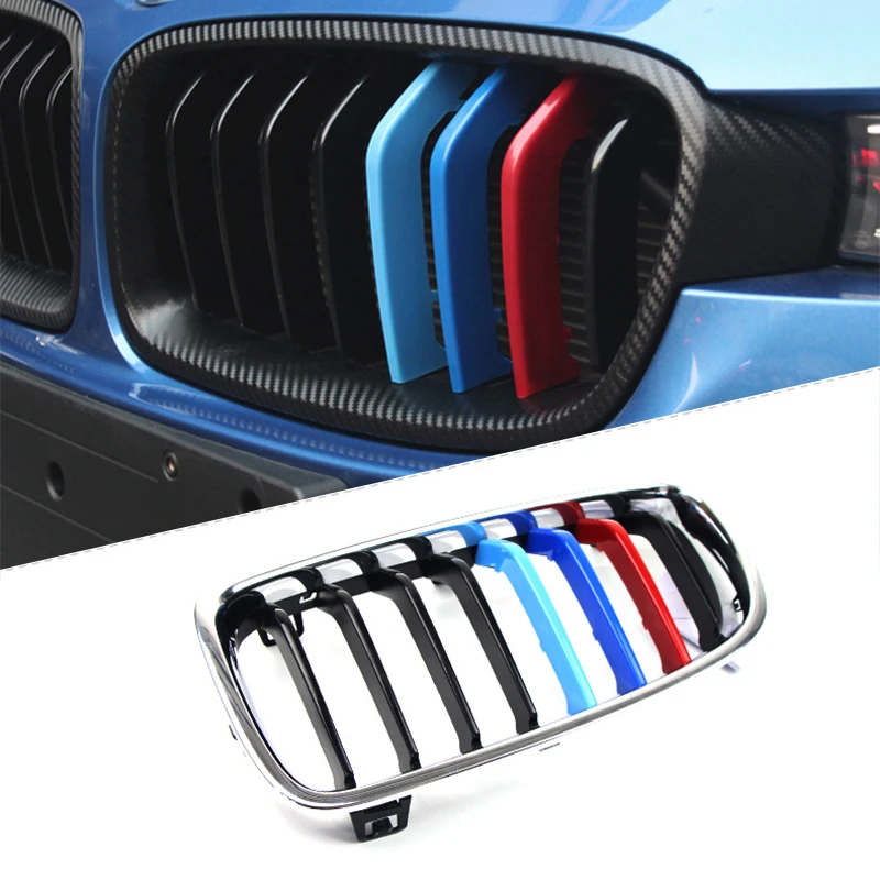 3 шт. 3D автомобиля Передняя решетка отделка полоски стикеры автоспорта для BMW F30 F10 F07 G30 F34 M Мощность Производительность аксессуары