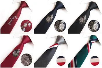 

2020 Fashion New Design Narrow Version Of The Rose Embroidery Decorative Tie Boutique 6cm Korean Embroidery Mark Accessories Tie